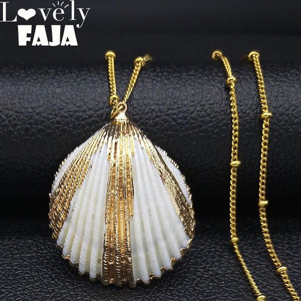 pendant necklaces 2021 fashion beach shell stainless steel necklace for women gold color pendants jewelry cadenas mujer n19182, Silver
pendant necklaces 2021 fashion beach shell stainless steel necklace for women gold color pendants jewelry cadenas mujer n19182, Silver