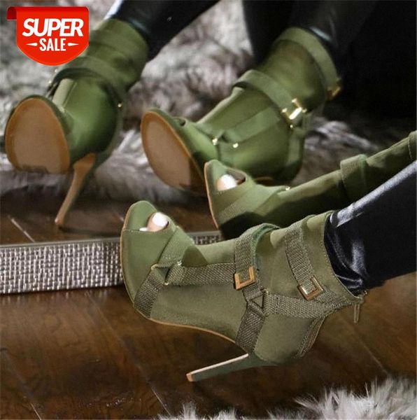 2021 designer army green ankle boots for woman suede leather peep toe short booties summer buckle strap high heels shoes woman #og8b
2021 designer army green ankle boots for woman suede leather peep toe short booties summer buckle strap high heels shoes woman #og8b