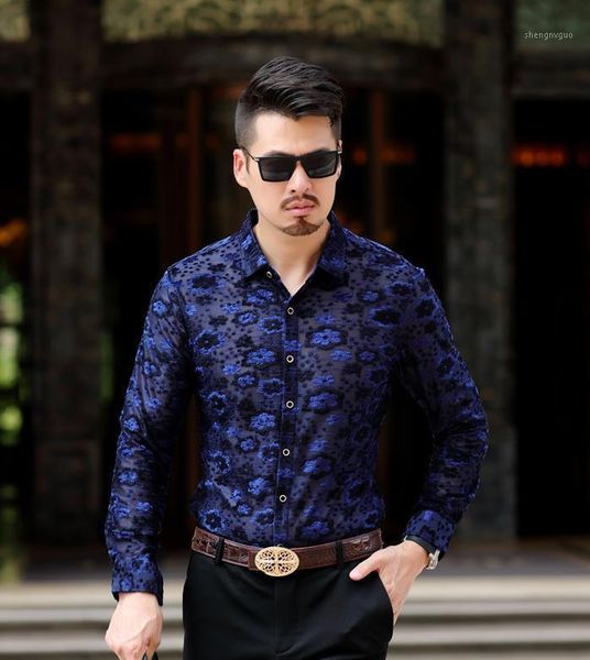 mens silk vevlet floral shirt see through summer thin soft long sleeve male camisa social masculina chemise homme men's dress shirts, White;black
mens silk vevlet floral shirt see through summer thin soft long sleeve male camisa social masculina chemise homme men's dress shirts, White;black