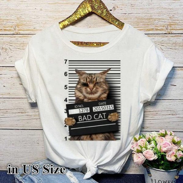 cartoon bad cat print women t shirt short sleeve o neck loose ladies summer fashion tee clothes mujer, White
cartoon bad cat print women t shirt short sleeve o neck loose ladies summer fashion tee clothes mujer, White