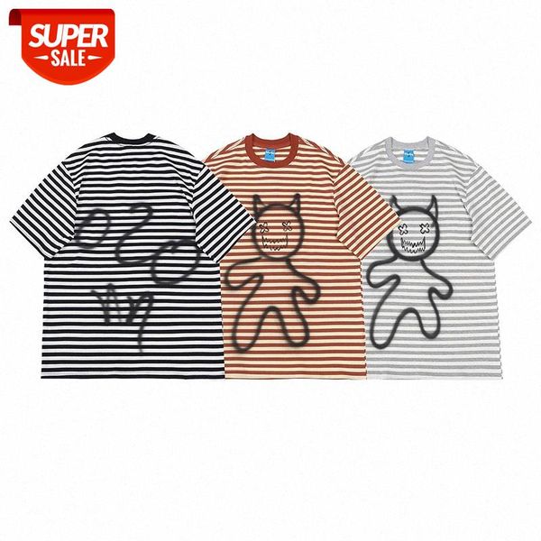 sakahara company short-sleeved t-shirt men's striped tee bottoming shirt spray paint graffiti loose couple wear #hp9h, White;black
sakahara company short-sleeved t-shirt men's striped tee bottoming shirt spray paint graffiti loose couple wear #hp9h, White;black