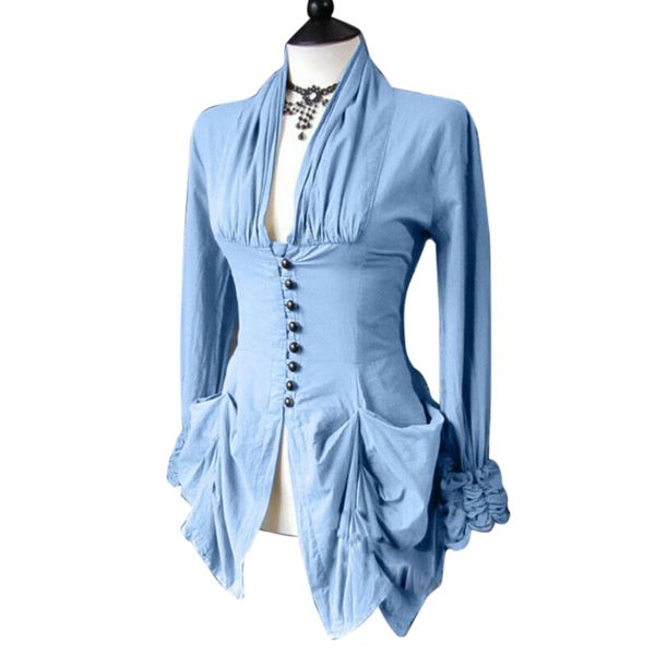 theme costume 2019 medieval retro corset gothic women vintage tuxedo court shirt solid color temperament v-neck buckled long-sleeved to, Black;red
theme costume 2019 medieval retro corset gothic women vintage tuxedo court shirt solid color temperament v-neck buckled long-sleeved to, Black;red