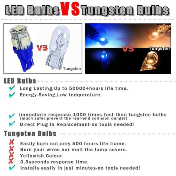 working light t10 led bulb license 20pcs interior replacement 2825 192 194 5smd