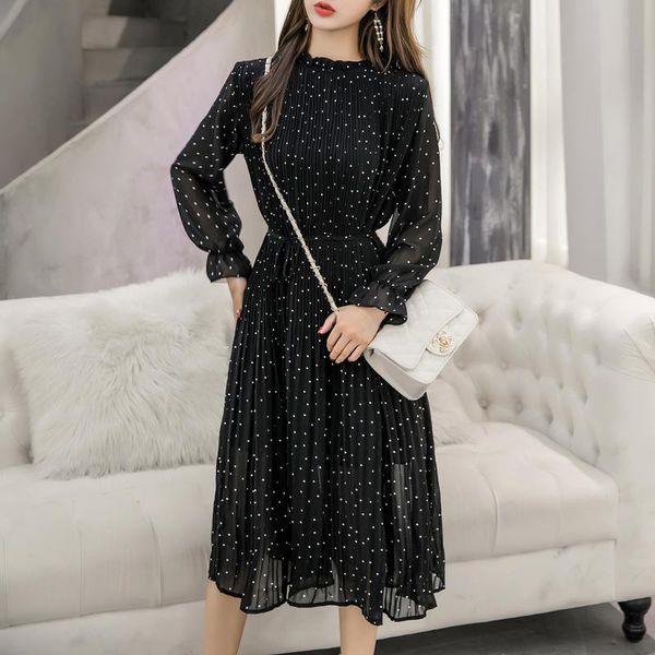 casual dresses plus size black chiffon dress women 2021 polka dot elegant party ladies long sleevevintage vestidos robe, Black;gray
casual dresses plus size black chiffon dress women 2021 polka dot elegant party ladies long sleevevintage vestidos robe, Black;gray