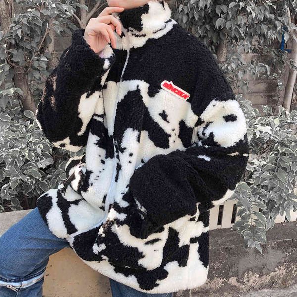 women's jackets lambswool coats for women cow print jacket streetwear zipper casual warm autumn winter harajuku coat female wy263, Black;brown
women's jackets lambswool coats for women cow print jacket streetwear zipper casual warm autumn winter harajuku coat female wy263, Black;brown