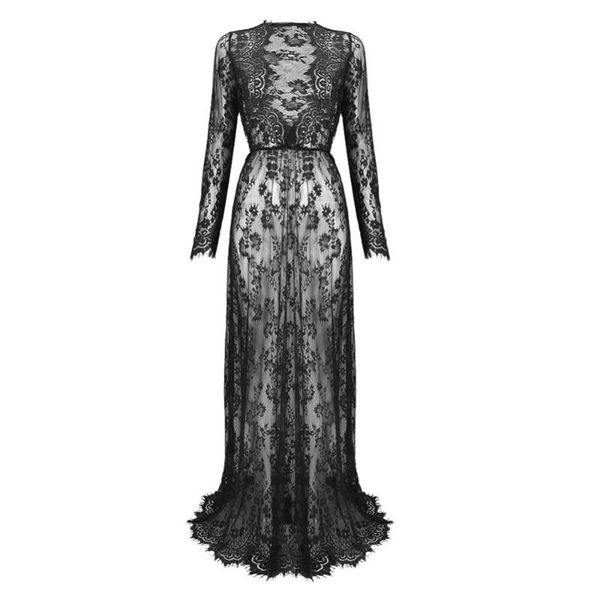 casual dresses summer lace dress women long maxi gown pography prop see through deep v neck, Black;gray
casual dresses summer lace dress women long maxi gown pography prop see through deep v neck, Black;gray