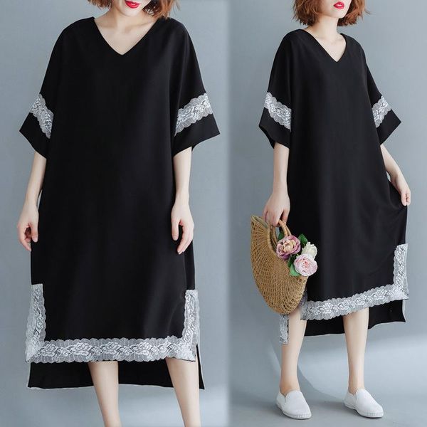 casual dresses lugentolo women summer fashion dress lace long fat sister large size short sleeve v-neck holiday female, Black;gray
casual dresses lugentolo women summer fashion dress lace long fat sister large size short sleeve v-neck holiday female, Black;gray