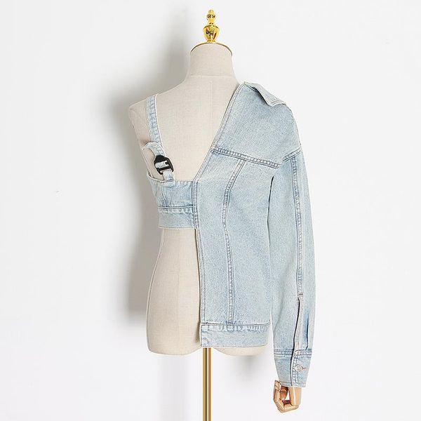 style asymmetrical denim coat women long sleeves off the shoulder v-neck women's jackets, Black;brown
style asymmetrical denim coat women long sleeves off the shoulder v-neck women's jackets, Black;brown