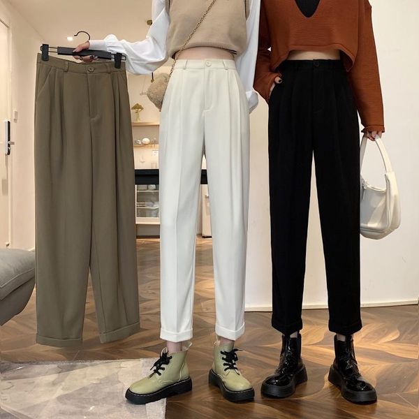women's pants & capris casual straight suit for women spring korean version high waist loose slim solid button all-match fashion trouse, Black;white
women's pants & capris casual straight suit for women spring korean version high waist loose slim solid button all-match fashion trouse, Black;white