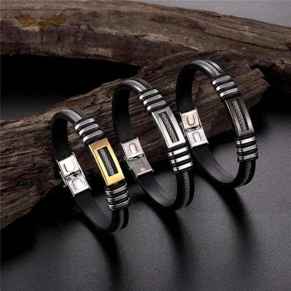 business men's bracelet zebra stripe wristband groove design silicone bangle stainless steel buckle link, chain, Black
business men's bracelet zebra stripe wristband groove design silicone bangle stainless steel buckle link, chain, Black