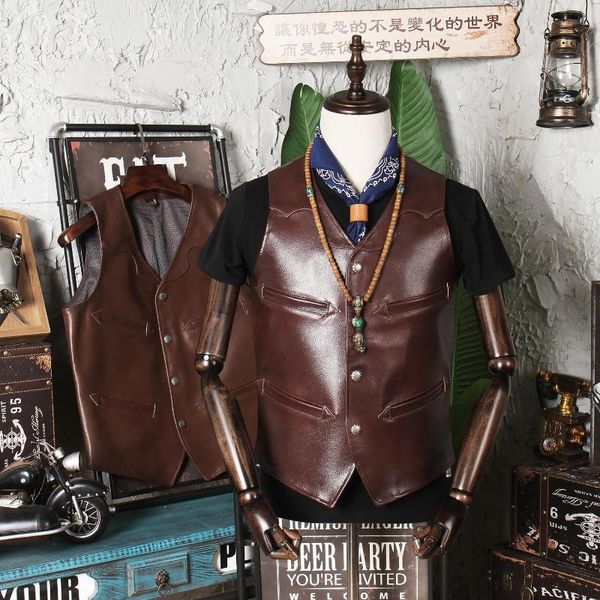 men's leather & faux 2021 men autumn motorcycle real vest mens slim fit genuine cow waistcoat male short bikers w636, Black
men's leather & faux 2021 men autumn motorcycle real vest mens slim fit genuine cow waistcoat male short bikers w636, Black