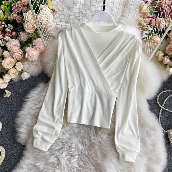women halter cross v-neck long-sleeved t-shirt puff sleeve soft korean style solid color female uk110 210507, White
women halter cross v-neck long-sleeved t-shirt puff sleeve soft korean style solid color female uk110 210507, White