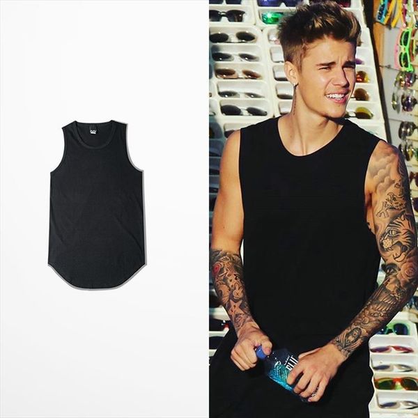 solid color curved hem longline tank men blank extended hip hop elongated kanye clothes vest kpop, White;black
solid color curved hem longline tank men blank extended hip hop elongated kanye clothes vest kpop, White;black