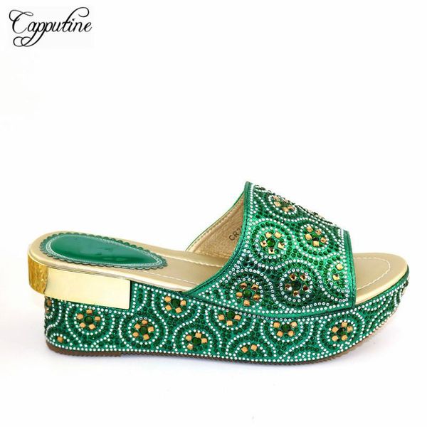 dress shoes green african party wedge high heel slipper with rhinestones, cr2112 height 6.8cm, Black
dress shoes green african party wedge high heel slipper with rhinestones, cr2112 height 6.8cm, Black