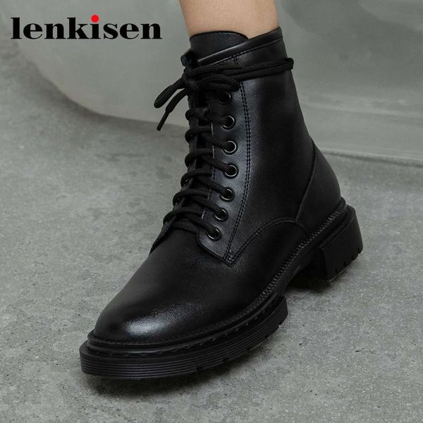 boots lenkisen handmade genuine leather round toe med heel riding british style solid fashion brand ankle l36, Black
boots lenkisen handmade genuine leather round toe med heel riding british style solid fashion brand ankle l36, Black