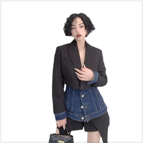 women's suits & blazers denim stitching suit for women elegant fake two long sleeve ladies black fashion jackets blazer clothing, White;black
women's suits & blazers denim stitching suit for women elegant fake two long sleeve ladies black fashion jackets blazer clothing, White;black