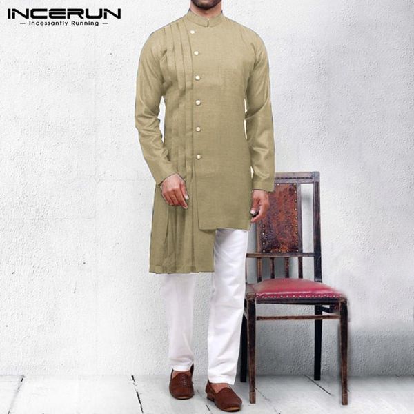 men's casual shirts incerun autumn men fashion long shirt solid stand collar sleeve asymmetric hem kaftan mens blouse camisas, White;black
men's casual shirts incerun autumn men fashion long shirt solid stand collar sleeve asymmetric hem kaftan mens blouse camisas, White;black