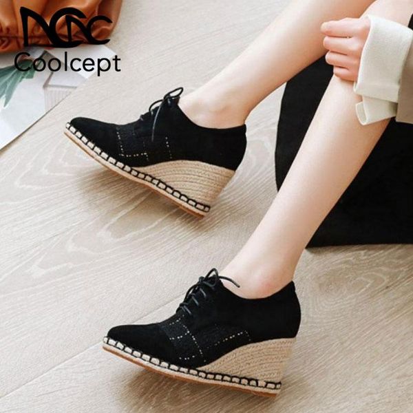 dress shoes coolcept size 32-44 women fashion pumps patchwork pointed toe cross strap wedge high heels casual footwear, Black
dress shoes coolcept size 32-44 women fashion pumps patchwork pointed toe cross strap wedge high heels casual footwear, Black