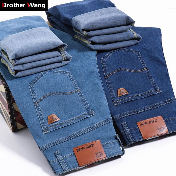 brand men's slim jeans summer new thin stretch business casual trousers fashion denim pants male sky blue 210320
brand men's slim jeans summer new thin stretch business casual trousers fashion denim pants male sky blue 210320