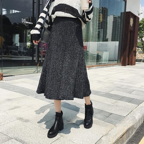 skirts women casual midi skirt elegant big swing metallic knitted autumn elastic high waist pleated flared gray black
skirts women casual midi skirt elegant big swing metallic knitted autumn elastic high waist pleated flared gray black