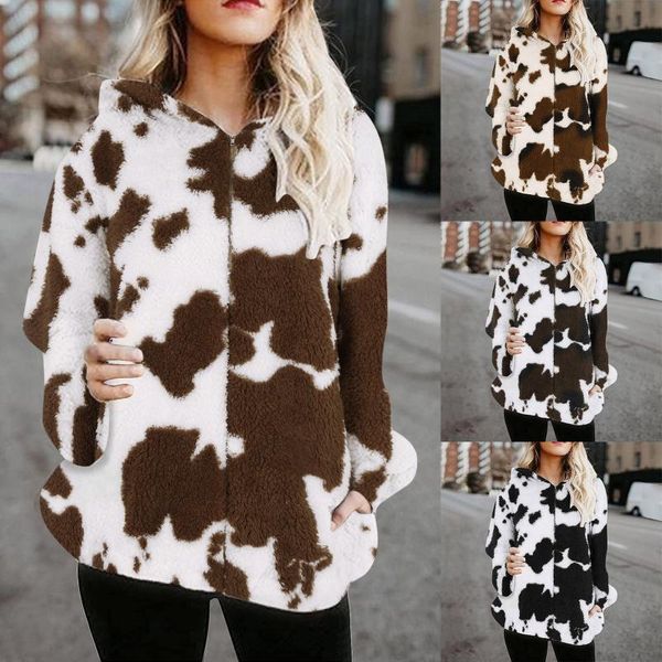women's jackets thickened milk print autumn and winter fashion plush zipper coat vintage oversized long sleeve hip hop outwear, Black;brown
women's jackets thickened milk print autumn and winter fashion plush zipper coat vintage oversized long sleeve hip hop outwear, Black;brown