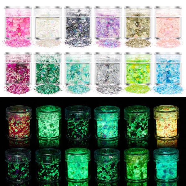 nail glitter 12 color luminous glow in the dark holographic chunky for craft party decoration art, Silver;gold
nail glitter 12 color luminous glow in the dark holographic chunky for craft party decoration art, Silver;gold