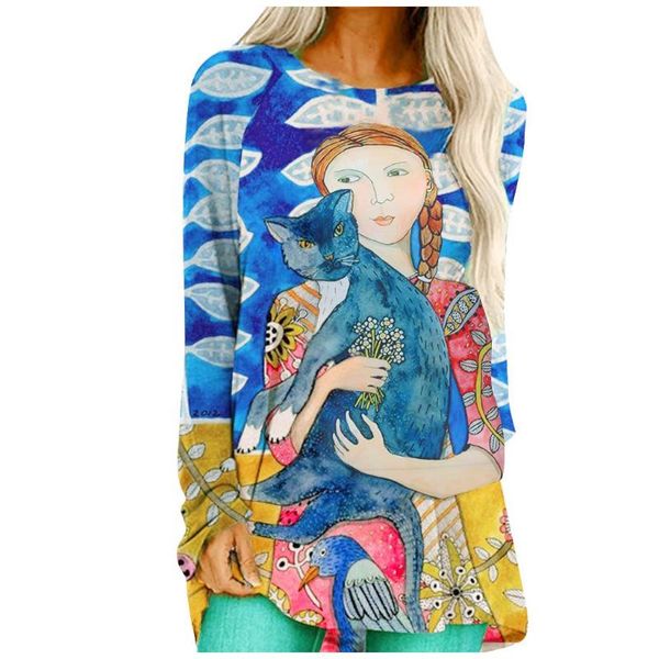 women fashion girls cats print o-neck long sleeves causal loose blouse sudaderas para mujer women's hoodies & sweatshirts, Black
women fashion girls cats print o-neck long sleeves causal loose blouse sudaderas para mujer women's hoodies & sweatshirts, Black