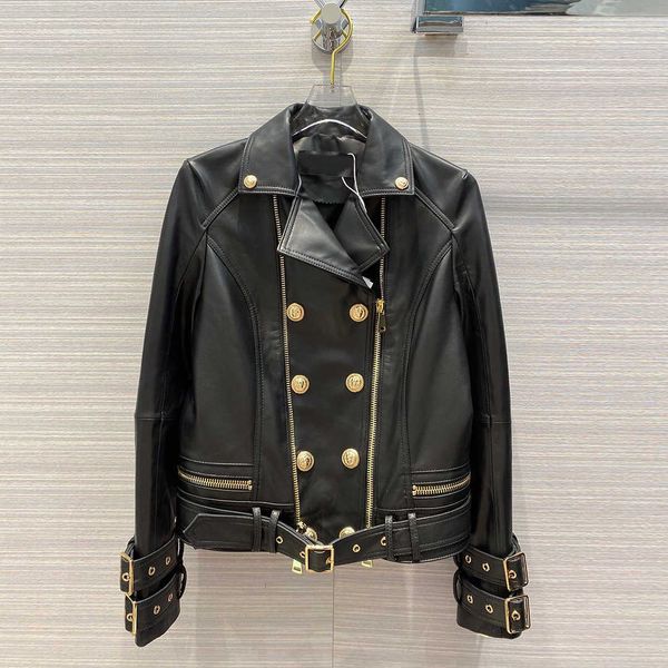 women's fur & faux superior quality 100% leather jacket female lamb lapel gold lion button buckle belt short s cool btvm, Black
women's fur & faux superior quality 100% leather jacket female lamb lapel gold lion button buckle belt short s cool btvm, Black