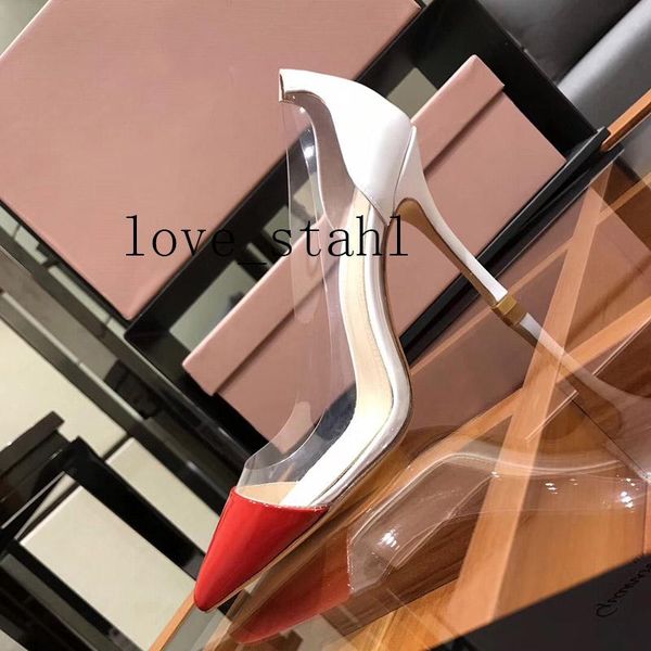 dress shoes 2021 lovestahl woman patent leather stitching transparent pvc high heel red white fashion party single, Black
dress shoes 2021 lovestahl woman patent leather stitching transparent pvc high heel red white fashion party single, Black