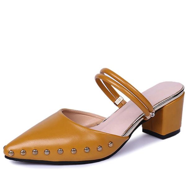 slippers women pointed toe mules sandals flip flops slides square heel shoes metal revits summer big size 34-43, Black
slippers women pointed toe mules sandals flip flops slides square heel shoes metal revits summer big size 34-43, Black