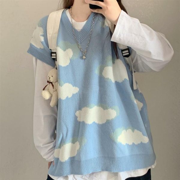 women's sweaters japan style chic pullovers white clouds knitted sweater and vest preppy sweet girls o-neck blue sky long sleeve jumper, White;black
women's sweaters japan style chic pullovers white clouds knitted sweater and vest preppy sweet girls o-neck blue sky long sleeve jumper, White;black