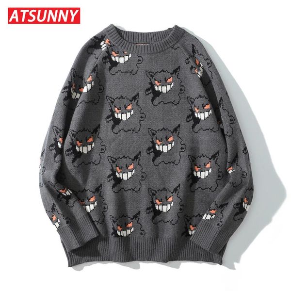 men's sweaters atsunny embroidery little devil harajuku sweater retro style knitted autumn pullover, White;black
men's sweaters atsunny embroidery little devil harajuku sweater retro style knitted autumn pullover, White;black