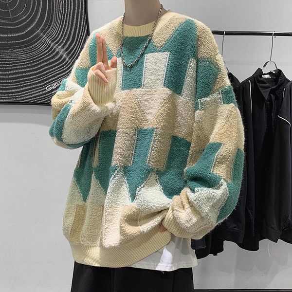 men's sweaters 2021 autumn winter oversized mens knitted sweater contrast color jumper pullover casual loose knitwear f415, White;black
men's sweaters 2021 autumn winter oversized mens knitted sweater contrast color jumper pullover casual loose knitwear f415, White;black