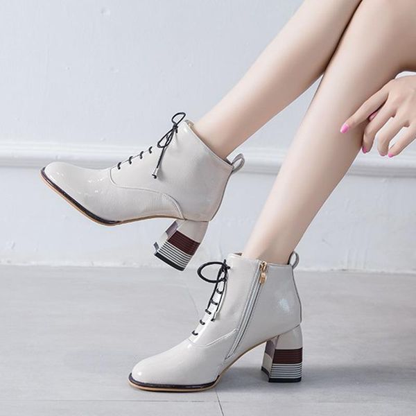 boots ankle women autumn winter patent leather woman round toe lace up shoes drop fashion zipper square high heels, Black
boots ankle women autumn winter patent leather woman round toe lace up shoes drop fashion zipper square high heels, Black