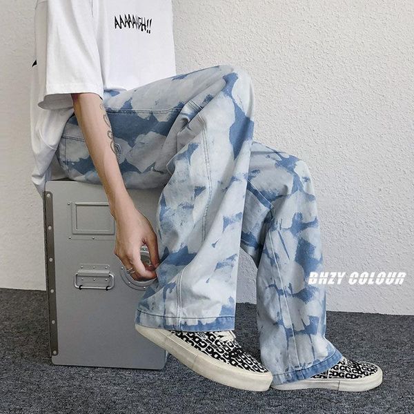 men's jeans tie-dye cloud print men korean casual fashion loose streetwear hip-hop wide-leg straight-leg, Blue
men's jeans tie-dye cloud print men korean casual fashion loose streetwear hip-hop wide-leg straight-leg, Blue