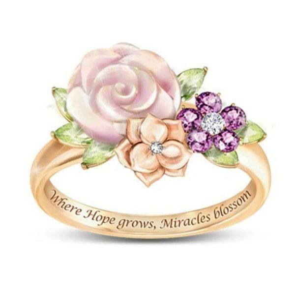 cluster rings unadjustable gold color flower leaves message "where hope grows,miracles blossom" multicolor rhinestone ring, 1 pc, Golden;silver
cluster rings unadjustable gold color flower leaves message "where hope grows,miracles blossom" multicolor rhinestone ring, 1 pc, Golden;silver
