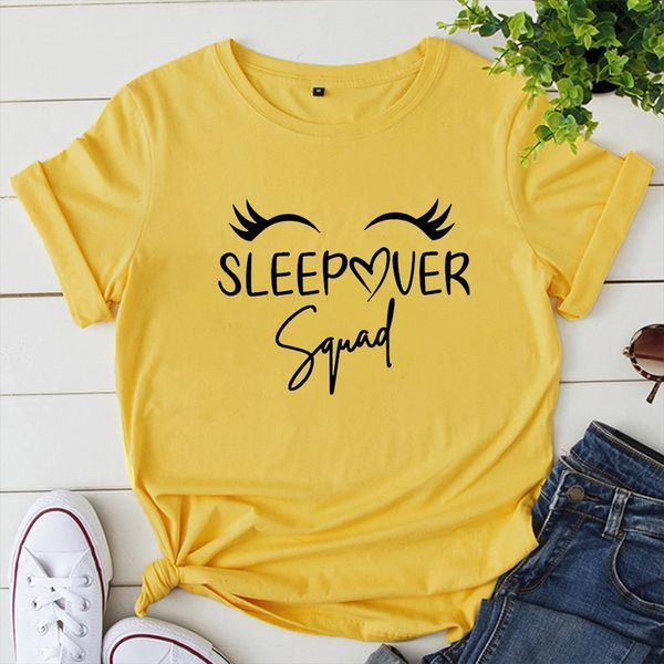Sleepover Squad Print Funny And Mens T Shirt Womens Short Sleeve Summer Loose Bright Yellow Femme Shirts Harajuku Top Woman, White;black
Sleepover Squad Print Funny And Mens T Shirt Womens Short Sleeve Summer Loose Bright Yellow Femme Shirts Harajuku Top Woman, White;black