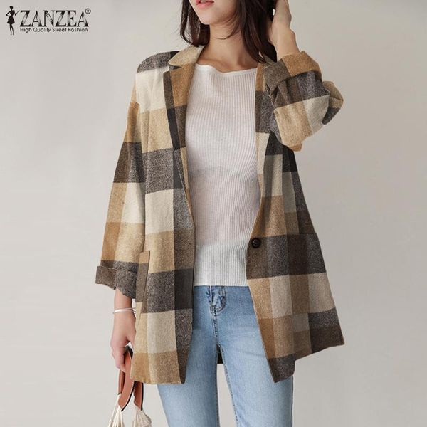 women's suits & blazers fashion women single button up blazer spring autumn warm long sleeve plaid outwears casual loose oversized co, White;black
women's suits & blazers fashion women single button up blazer spring autumn warm long sleeve plaid outwears casual loose oversized co, White;black