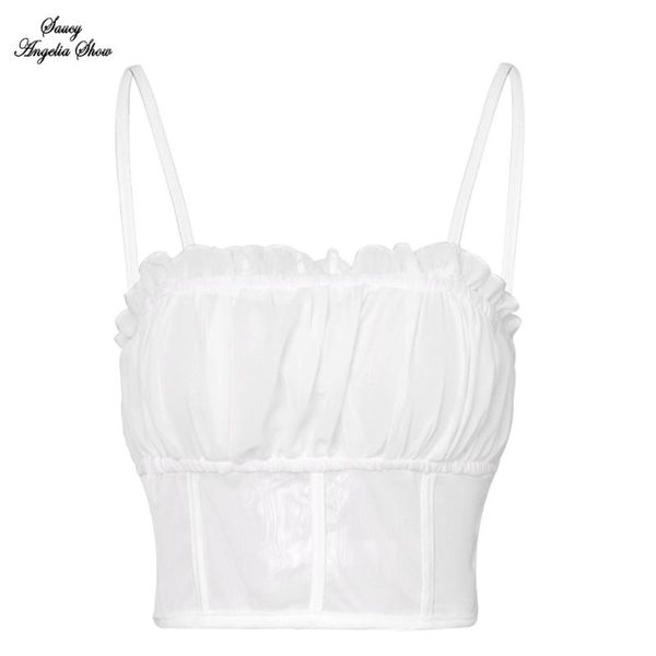women's tanks & camis white ruffles strap mesh crop women summer clothes kawaii t shirt casual cropped kpop club under wear base xl 
women's tanks & camis white ruffles strap mesh crop women summer clothes kawaii t shirt casual cropped kpop club under wear base xl