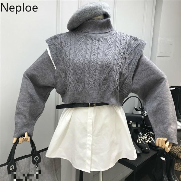 two piece dress neploe retro twist knit sleeveless vest + contrast color patchwork striped blouse autumn spring fashion 2 pcs women set 4870, White
two piece dress neploe retro twist knit sleeveless vest + contrast color patchwork striped blouse autumn spring fashion 2 pcs women set 4870, White