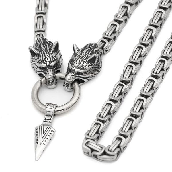 pendant necklaces nordic viking wolf with odin sword gungnir necklace stainless steel for men -king chain valknut gift bag, Silver
pendant necklaces nordic viking wolf with odin sword gungnir necklace stainless steel for men -king chain valknut gift bag, Silver