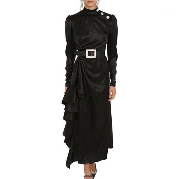 casual dresses women runway dress spring autumn stand collar long sleeves buttons ruffles elegant np1377w, Black;gray
casual dresses women runway dress spring autumn stand collar long sleeves buttons ruffles elegant np1377w, Black;gray