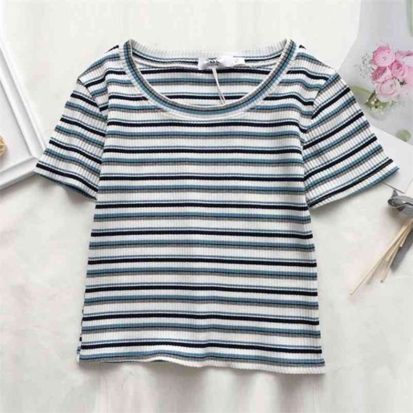 summer stripe slim short knitted t-shirt fashion o-neck sleeve knitwear female korean style clothing for women 210522, White
summer stripe slim short knitted t-shirt fashion o-neck sleeve knitwear female korean style clothing for women 210522, White