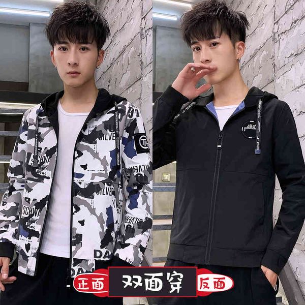 men's double-sided jacket 2021 new coat spring and autumn student korean youth cardigan sweater trend, Black;brown
men's double-sided jacket 2021 new coat spring and autumn student korean youth cardigan sweater trend, Black;brown