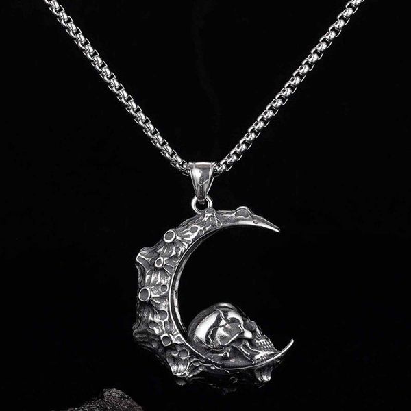 pendant necklaces necklace halloween men's personality moon skull jewelry on the neck choker gifts collares para mujer, Silver
pendant necklaces necklace halloween men's personality moon skull jewelry on the neck choker gifts collares para mujer, Silver