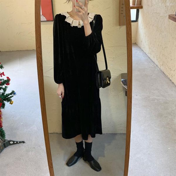 casual dresses alien kitty retro pleated round neck splicing elegant korean dress 2021 gentle chic fashion versatile women long, Black;gray
casual dresses alien kitty retro pleated round neck splicing elegant korean dress 2021 gentle chic fashion versatile women long, Black;gray