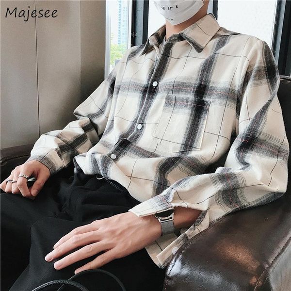 men's casual shirts classic plaid shirt men korean fashion turn down collar long sleeve youth personality loose outwear button male chi, White;black
men's casual shirts classic plaid shirt men korean fashion turn down collar long sleeve youth personality loose outwear button male chi, White;black