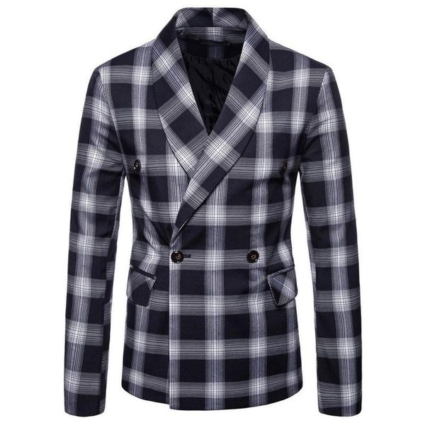 men's suits & blazers 2021 spring and autumn casual plaid double-breasted suit business slim large size jacket blazer for men, White;black
men's suits & blazers 2021 spring and autumn casual plaid double-breasted suit business slim large size jacket blazer for men, White;black