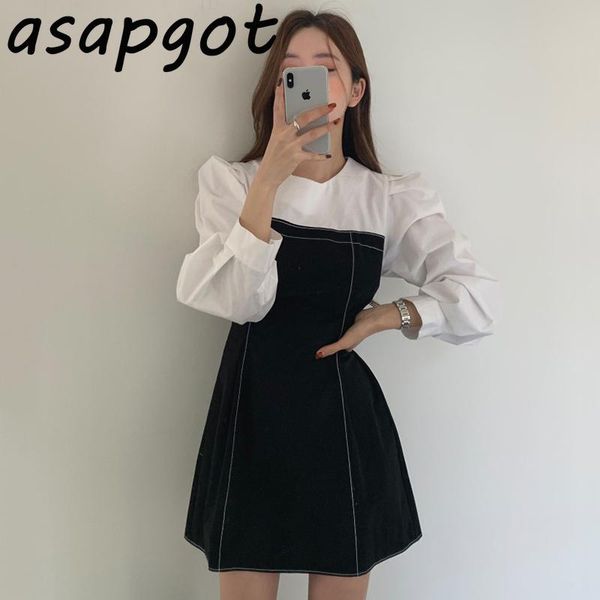 korean chic elegant round neck open line color contrast patchwork puff long sleeve dress short casual retro vestidos plus size dresses, Black;gray
korean chic elegant round neck open line color contrast patchwork puff long sleeve dress short casual retro vestidos plus size dresses, Black;gray