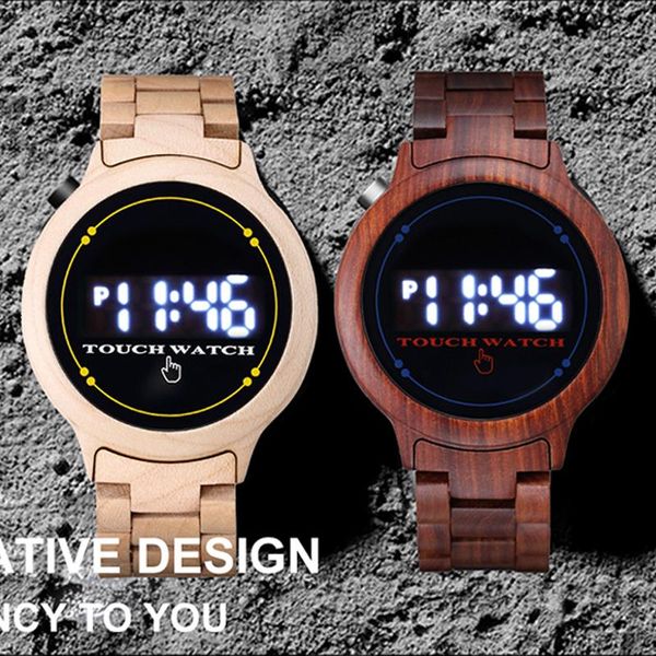 wristwatches creative touch screen led watch colorful wooden bracelet digital electronic clock male sports watches for men women, Slivery;brown
wristwatches creative touch screen led watch colorful wooden bracelet digital electronic clock male sports watches for men women, Slivery;brown